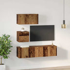 Conjunto de mueble de TV 4 pcs Madera envejecida
