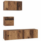 Conjunto de mueble de TV 4 pcs Madera envejecida