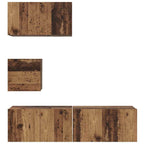Conjunto de mueble de TV 4 pcs Madera envejecida