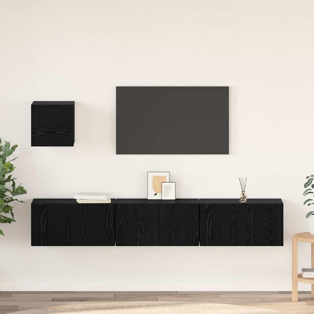 Conjunto de mueble de TV 4 pcs Madera envejecida
