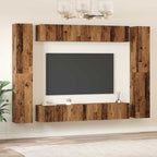 Conjunto de mueble de TV 10 pcs Madera envejecida