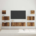 Conjunto de mueble de TV 8 pcs Madera envejecida