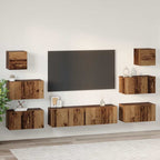Conjunto de mueble de TV 8 pcs Madera envejecida