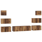 Conjunto de mueble de TV 8 pcs Madera envejecida