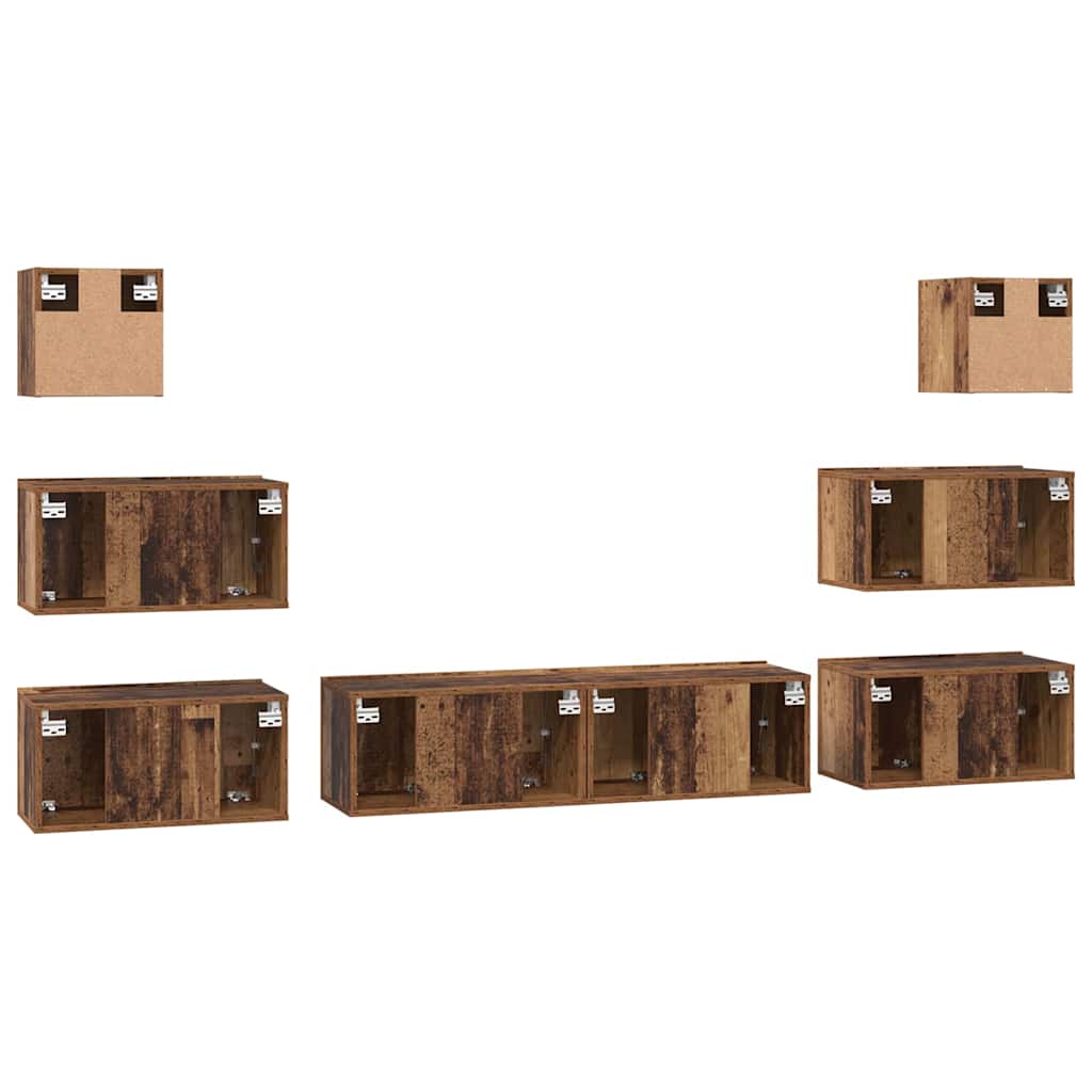 Conjunto de mueble de TV 8 pcs Madera envejecida