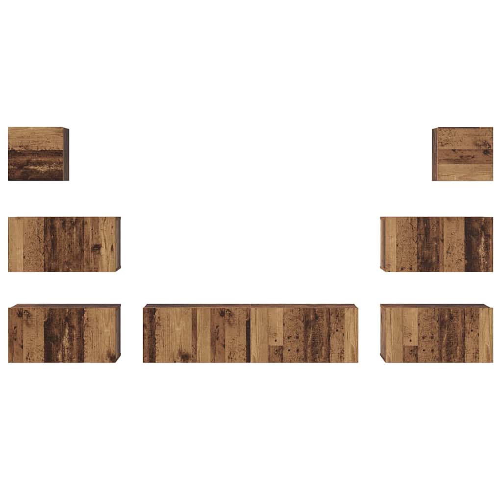 Conjunto de mueble de TV 8 pcs Madera envejecida