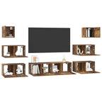 Conjunto de mueble de TV 8 pcs Madera envejecida