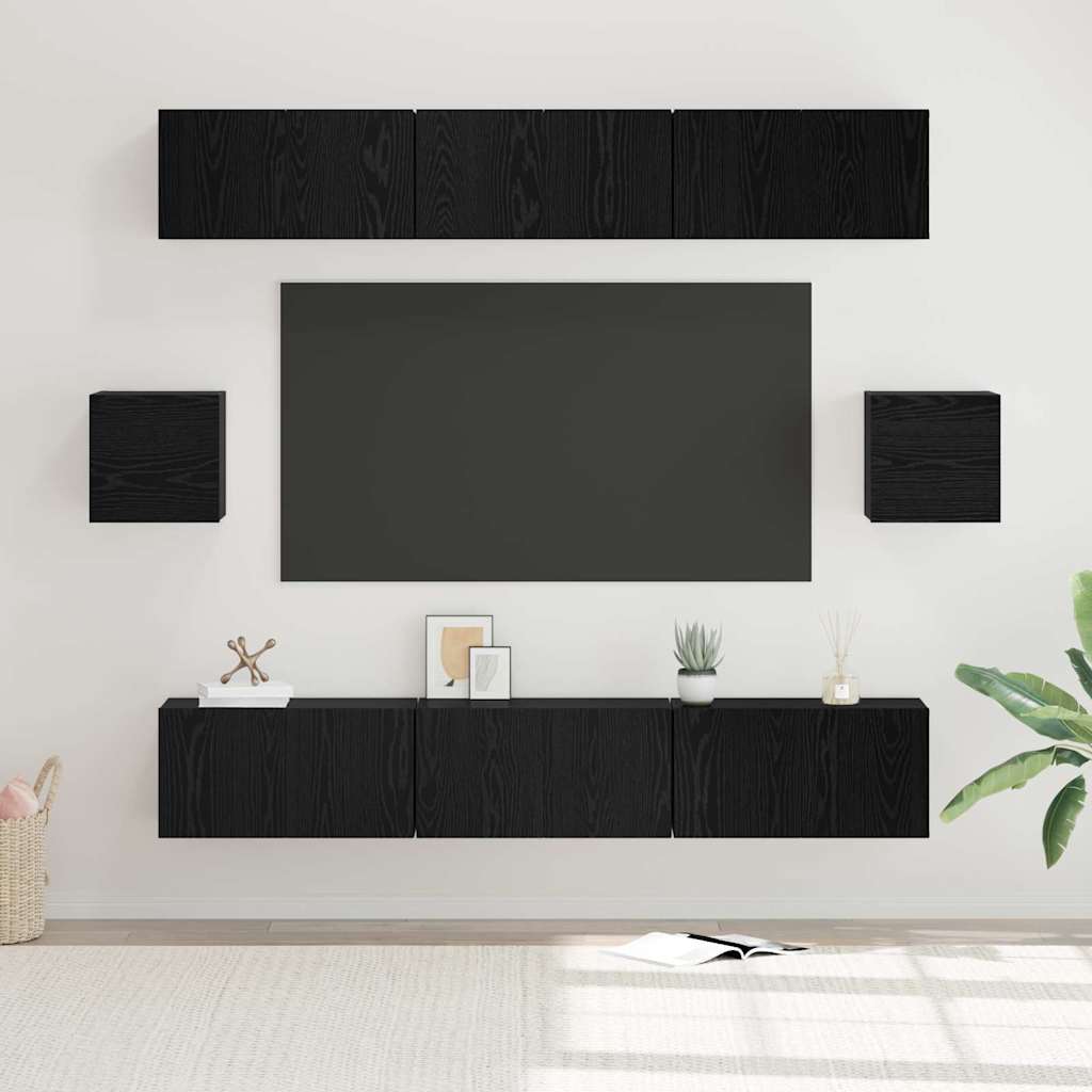 Conjunto de mueble de TV 8 pcs Madera envejecida