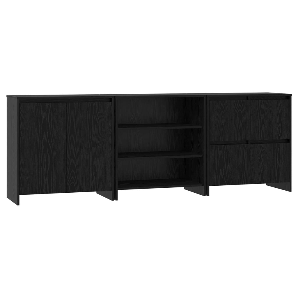 Aparador 3 pcs Roble Negro 70 x 41 x 75 cm Madera de ingeniería