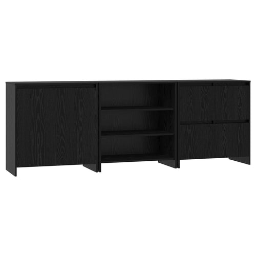 Aparador 3 pcs Roble Negro 70 x 41 x 75 cm Madera de ingeniería