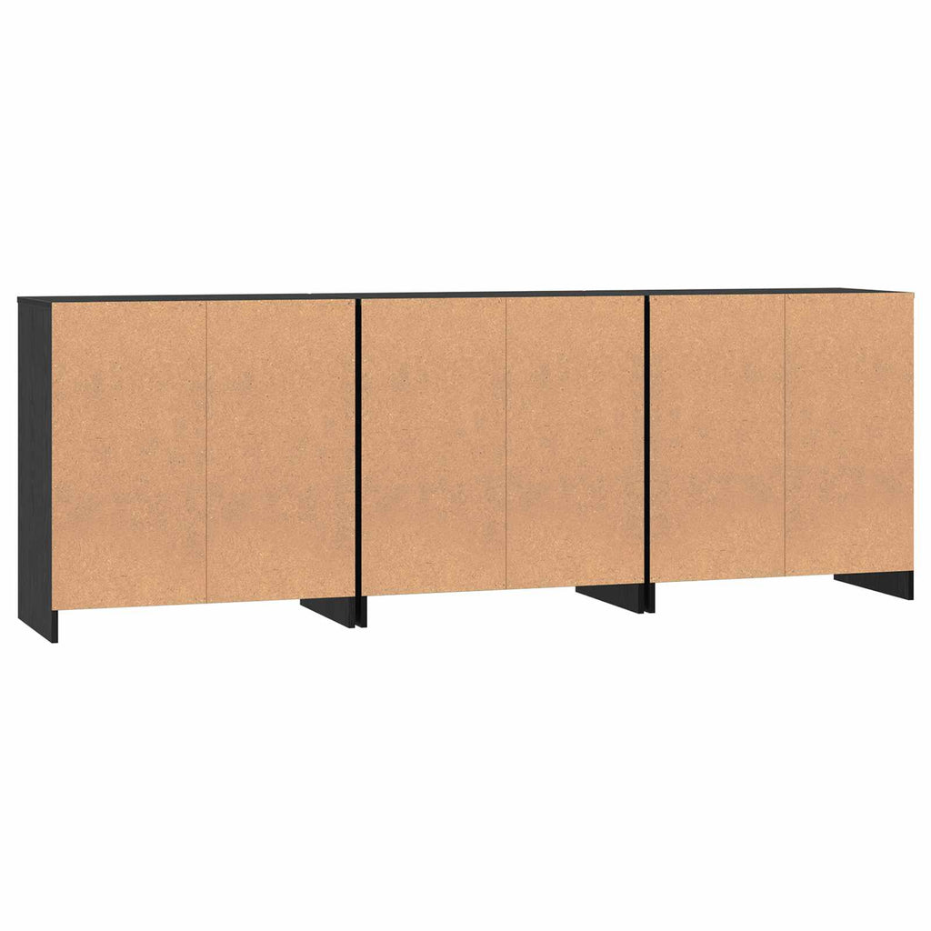 Aparador 3 pcs Roble Negro 70 x 41 x 75 cm Madera de ingeniería