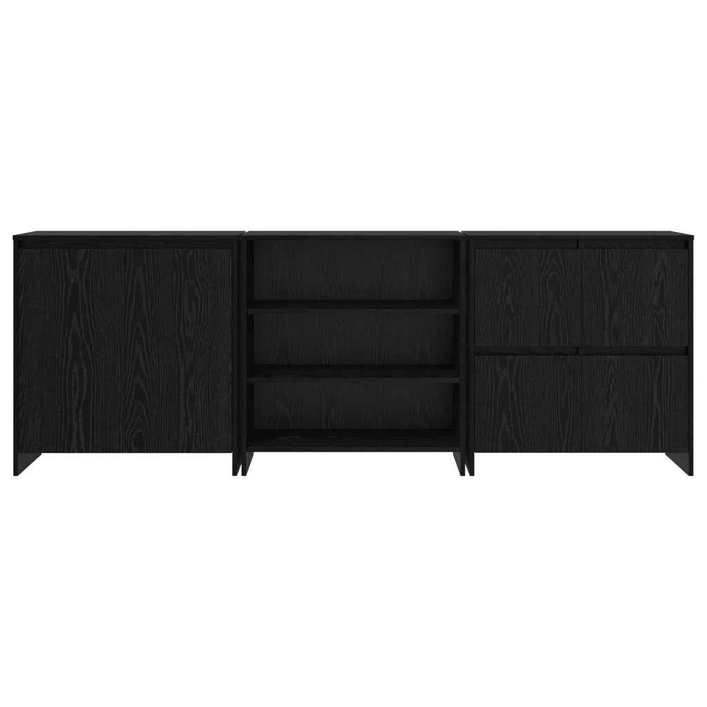 Aparador 3 pcs Roble Negro 70 x 41 x 75 cm Madera de ingeniería