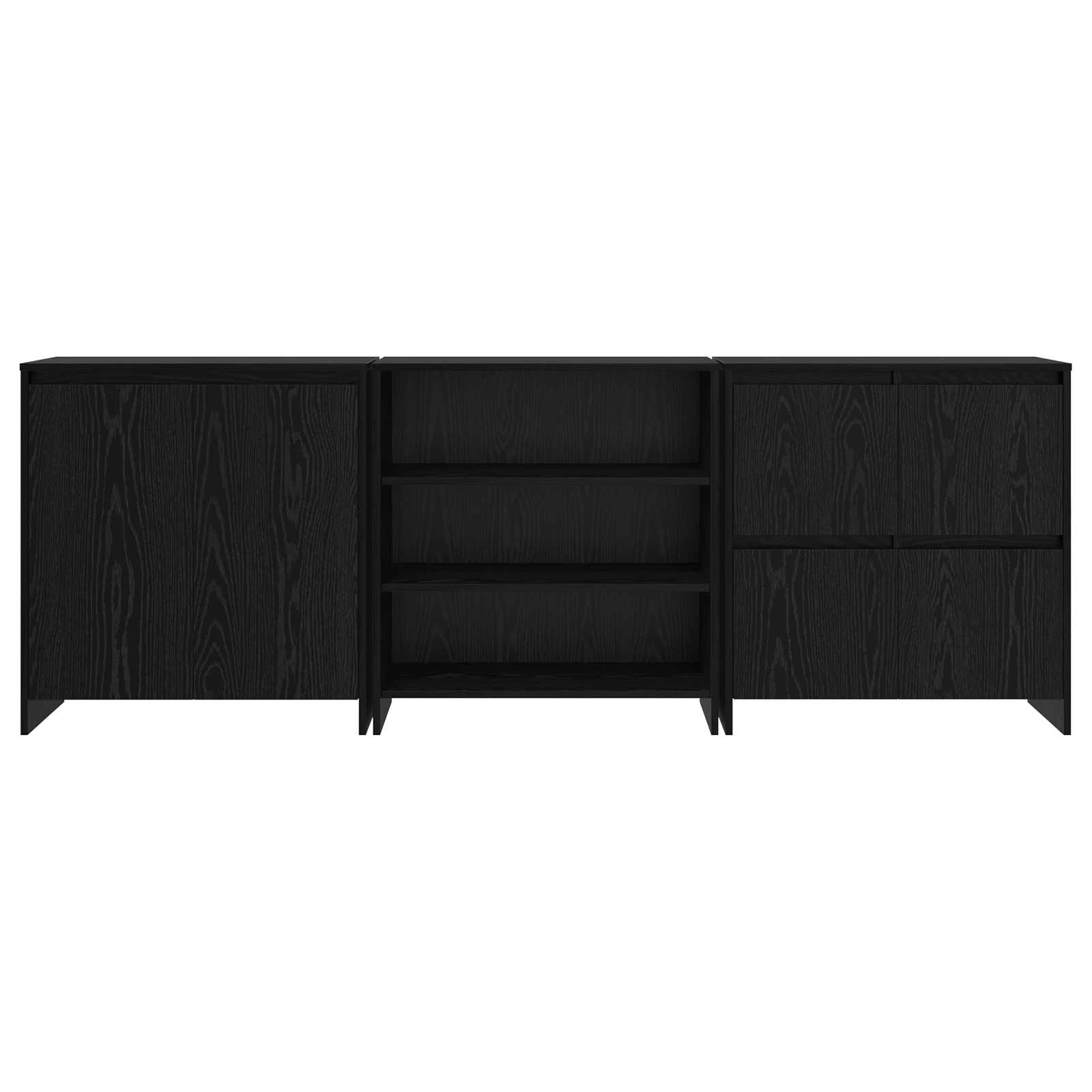 Aparador 3 pcs Roble Negro 70 x 41 x 75 cm Madera de ingeniería