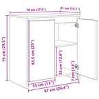 Aparador 3 pcs Roble Negro 70 x 41 x 75 cm Madera de ingeniería