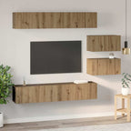Conjunto de mueble de TV 6 pcs Roble artesanal