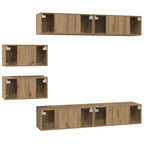 Conjunto de mueble de TV 6 pcs Roble artesanal
