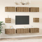 Conjunto de mueble de TV 8 pcs Roble artesanal