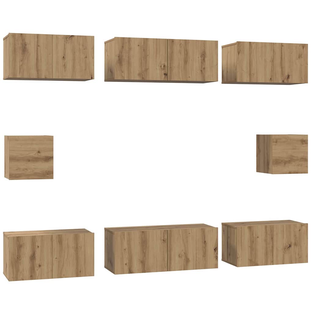 Conjunto de mueble de TV 8 pcs Roble artesanal