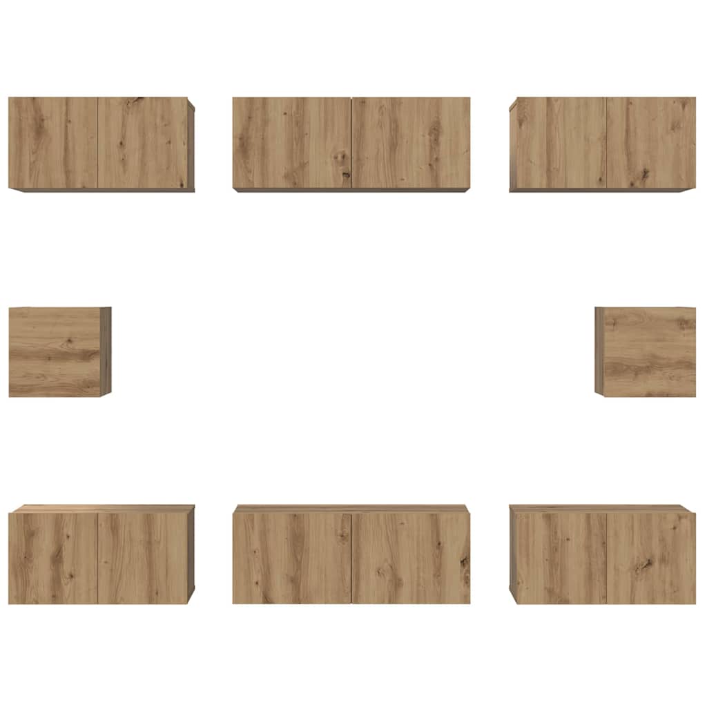Conjunto de mueble de TV 8 pcs Roble artesanal