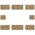Conjunto de mueble de TV 8 pcs Roble artesanal
