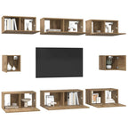 Conjunto de mueble de TV 8 pcs Roble artesanal