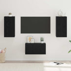 Conjunto de mueble de TV 3 pcs Roble Negro Madera de ingeniería