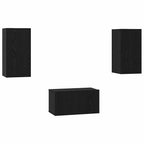 Conjunto de mueble de TV 3 pcs Roble Negro Madera de ingeniería
