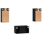 Conjunto de mueble de TV 3 pcs Roble Negro Madera de ingeniería