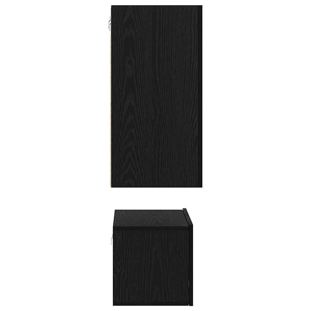Conjunto de mueble de TV 3 pcs Roble Negro Madera de ingeniería