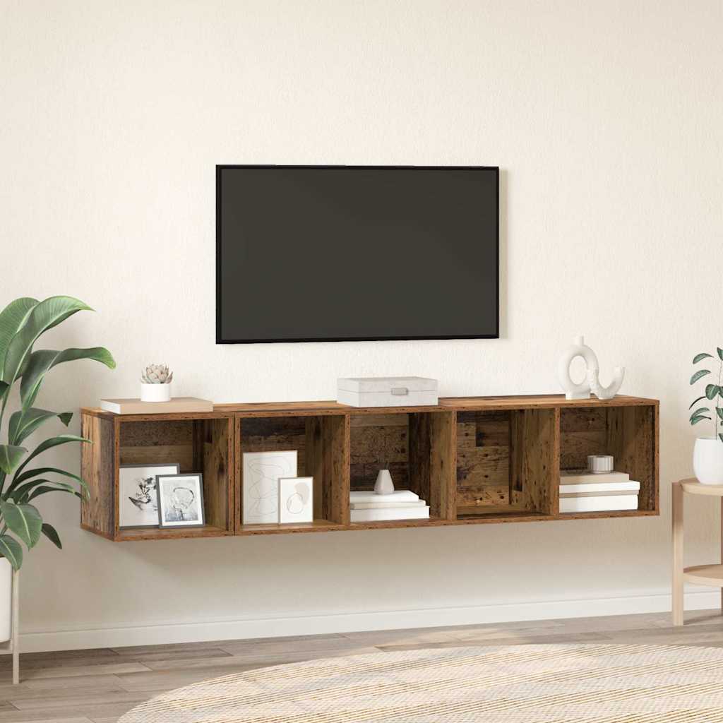 Conjunto de mueble de TV 10 pcs Madera envejecida