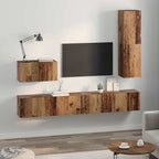 Mueble de TV de Pared 4 pcs Madera Vieja Madera contrachapada