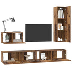Mueble de TV de Pared 4 pcs Madera Vieja Madera contrachapada