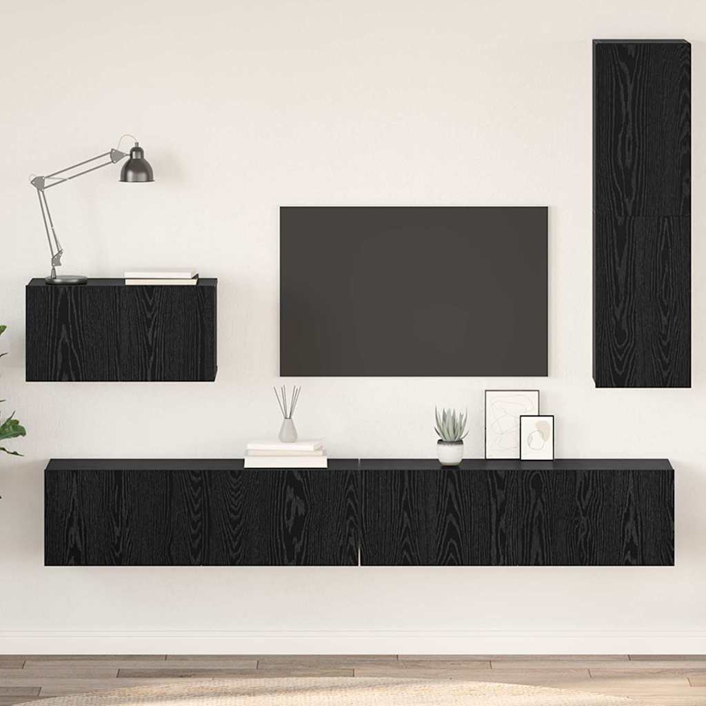Mueble de TV de Pared 4 pcs Madera Vieja Madera contrachapada
