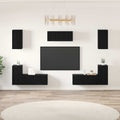 Conjunto de mueble de TV 7 pcs Roble Negro Madera de ingeniería