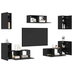 Conjunto de mueble de TV 7 pcs Roble Negro Madera de ingeniería