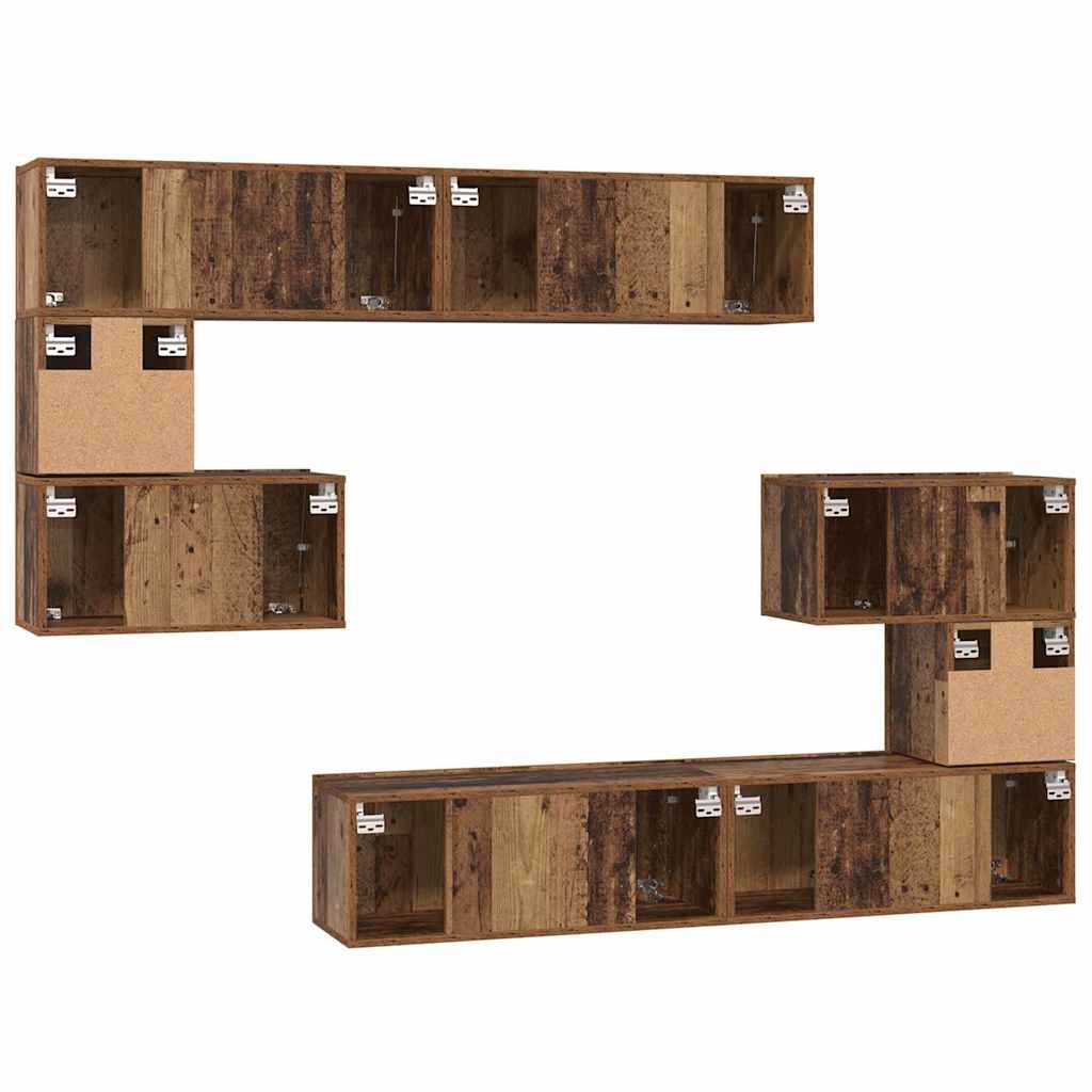Conjunto de mueble de TV 8 pcs Madera envejecida
