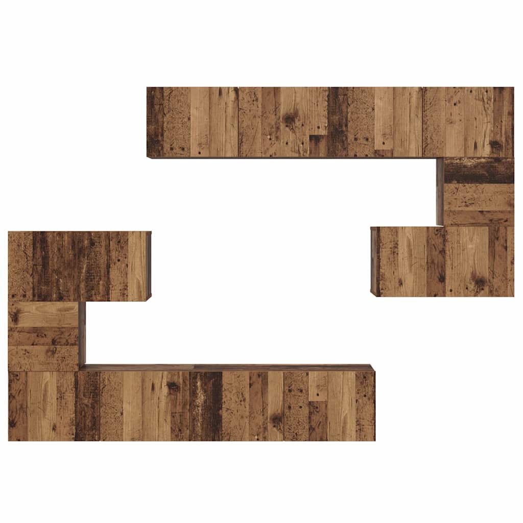 Conjunto de mueble de TV 8 pcs Madera envejecida