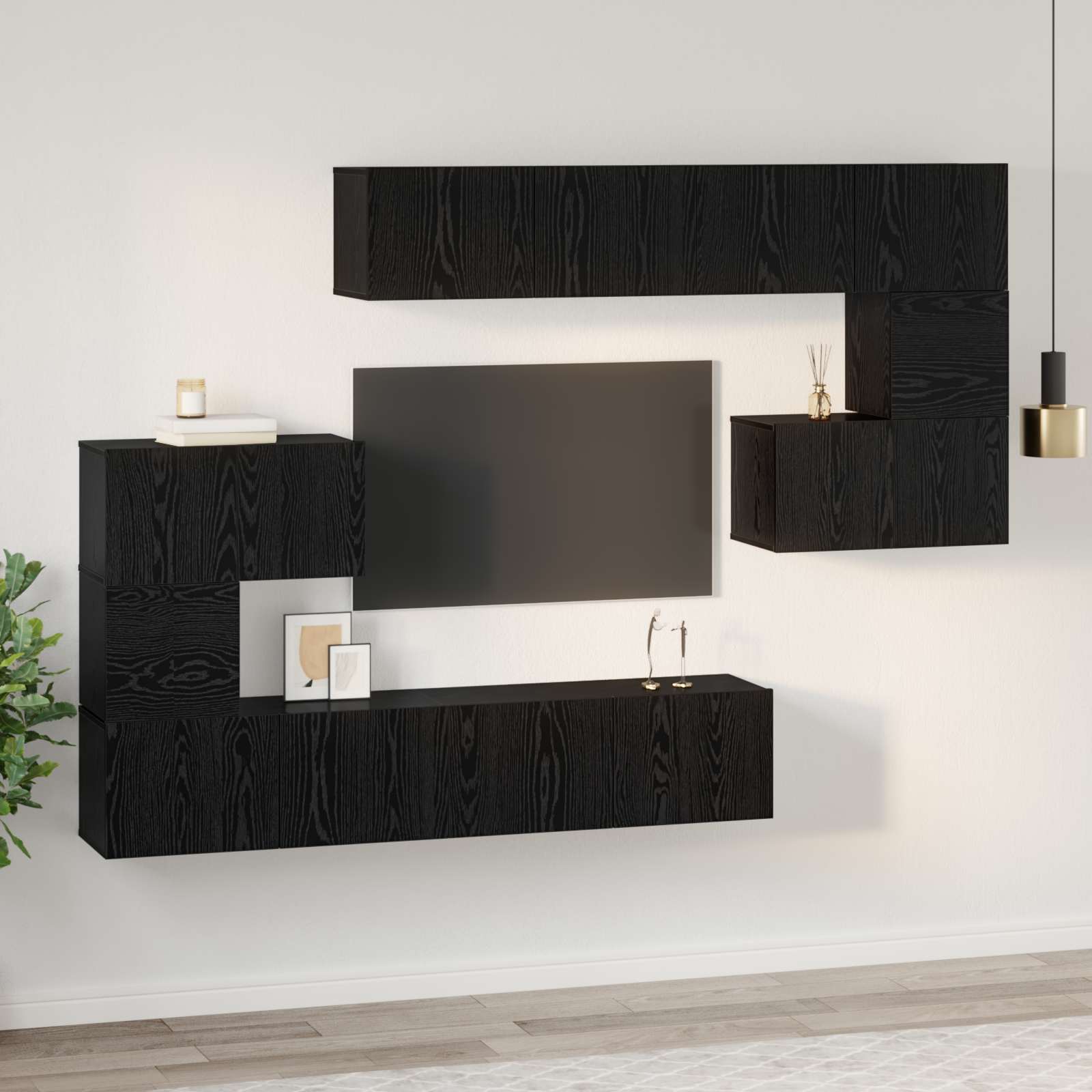 Conjunto de mueble de TV 8 pcs Madera envejecida