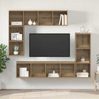 Conjunto de mueble de TV 4 pcs Roble artesanal