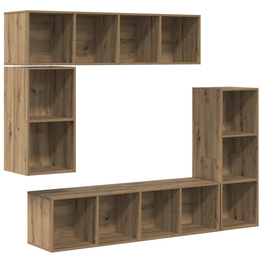 Conjunto de mueble de TV 4 pcs Roble artesanal