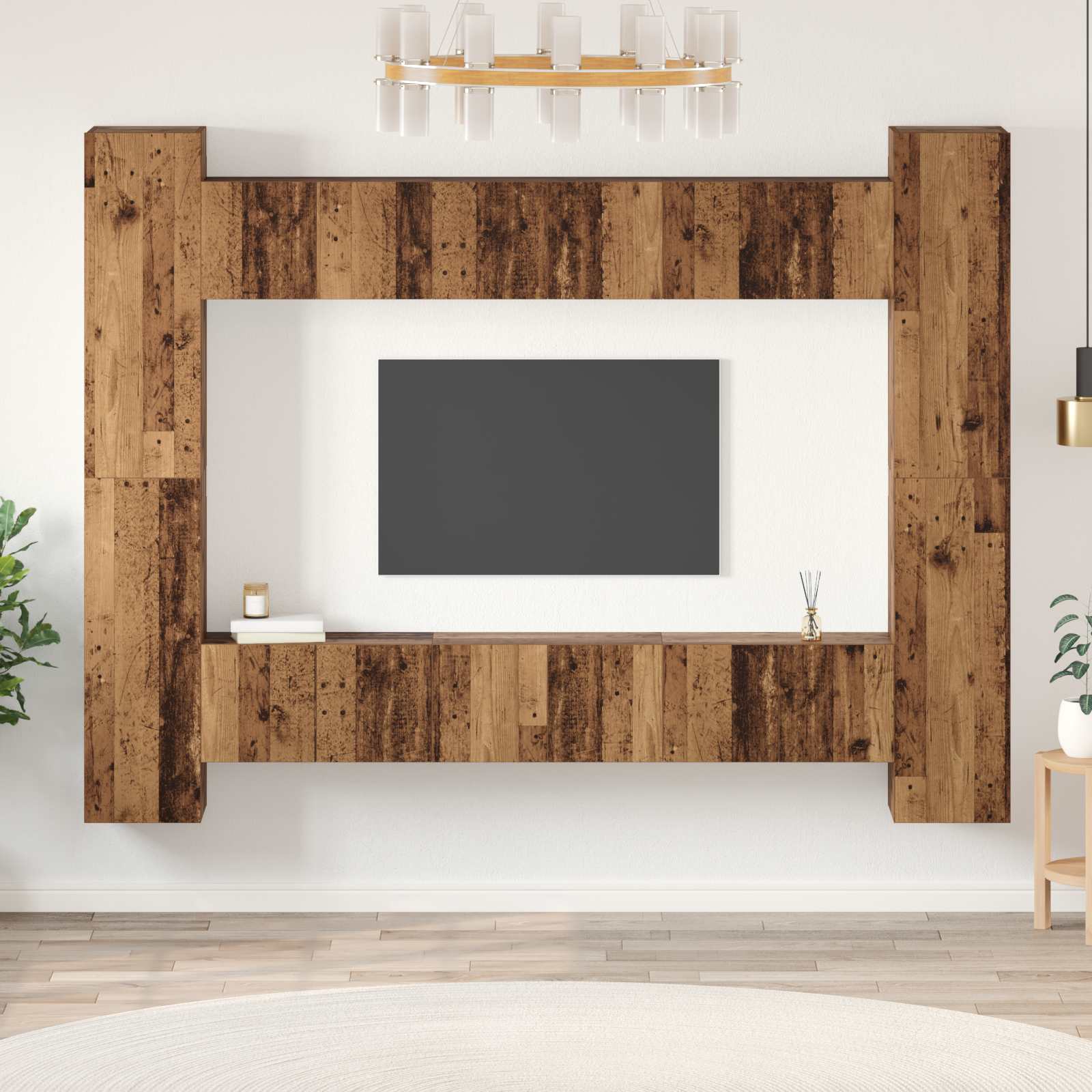 Conjunto de mueble de TV 10 pcs Madera envejecida