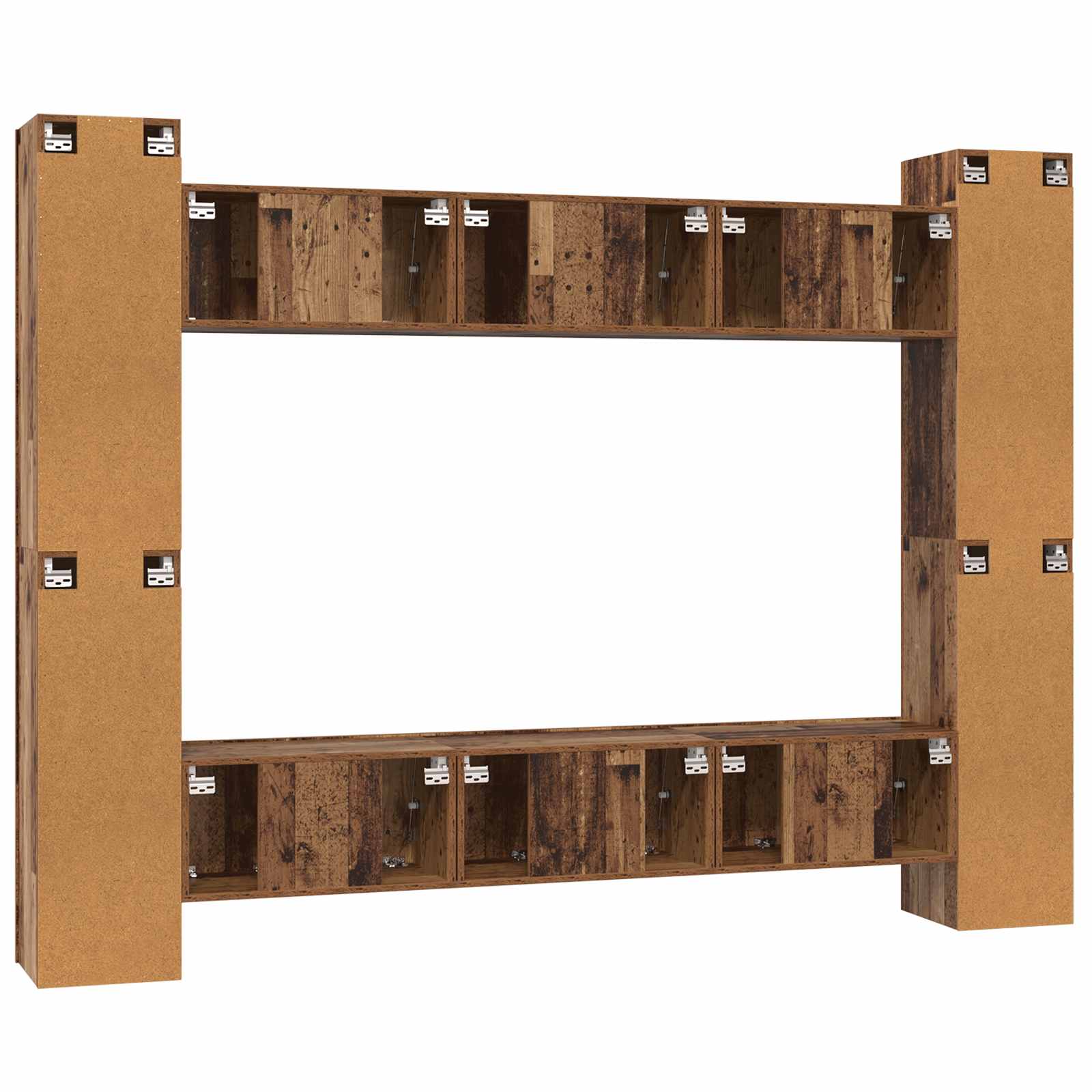 Conjunto de mueble de TV 10 pcs Madera envejecida