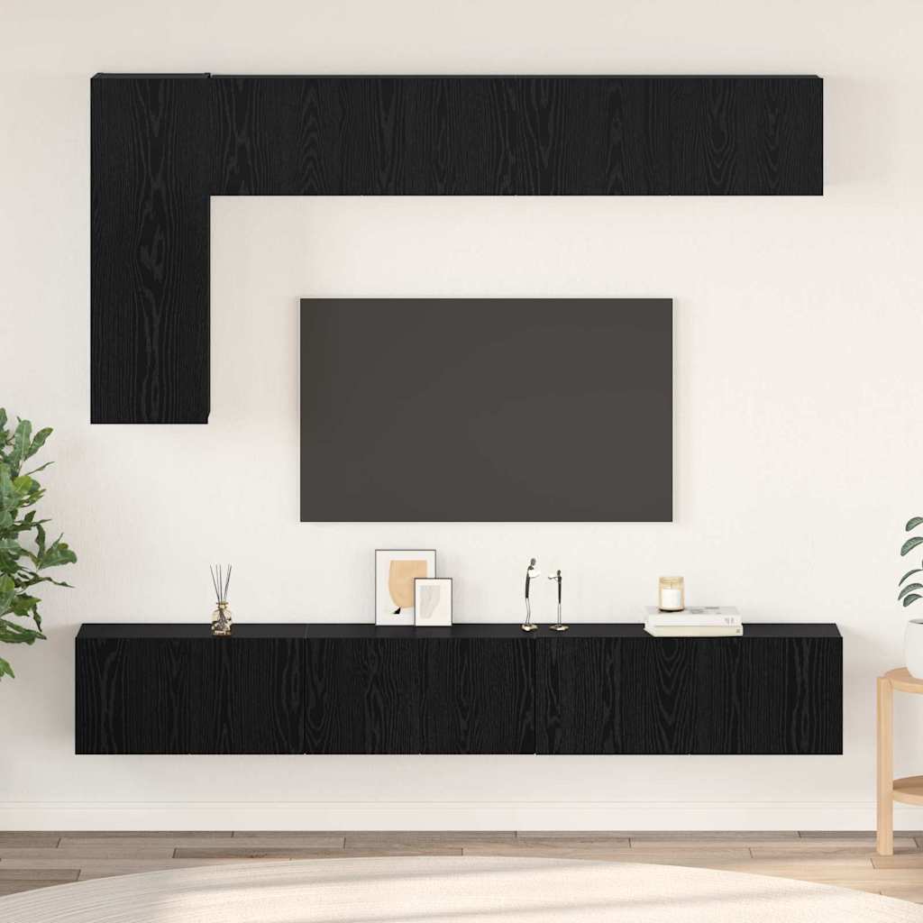 Conjunto de mueble de TV 10 pcs Madera envejecida