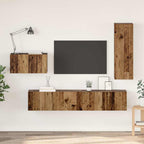 Conjunto de mueble de TV 4 pcs Roble Negro Madera de ingeniería