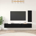 Conjunto de mueble de TV 4 pcs Roble Negro Madera de ingeniería
