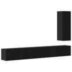 Conjunto de mueble de TV 4 pcs Roble Negro Madera de ingeniería