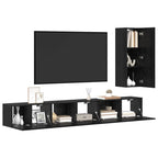 Conjunto de mueble de TV 4 pcs Roble Negro Madera de ingeniería
