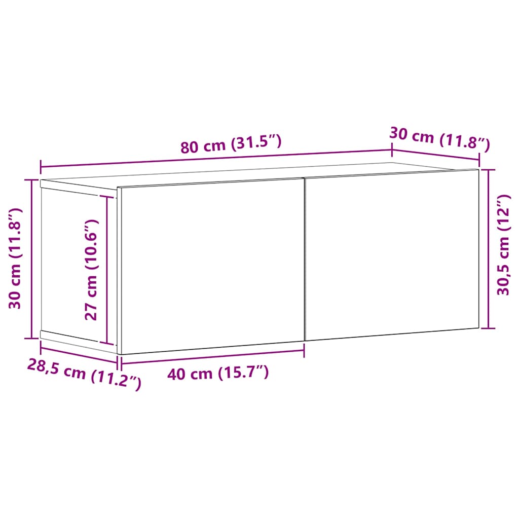 Conjunto de mueble de TV 4 pcs Roble Negro Madera de ingeniería