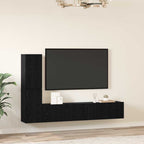 Mueble de TV de Pared 2 pcs Roble Negro Madera de ingeniería