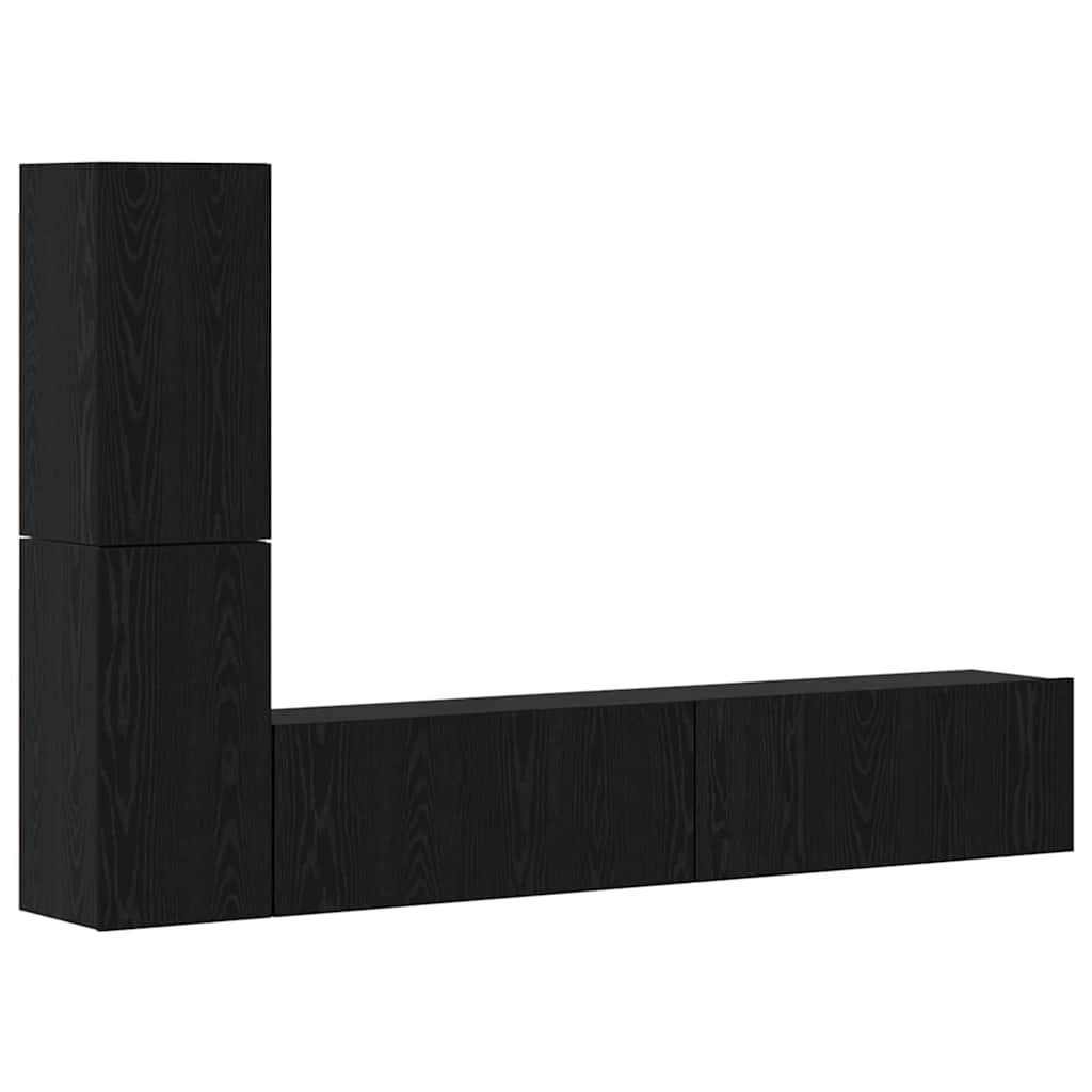Mueble de TV de Pared 2 pcs Roble Negro Madera de ingeniería